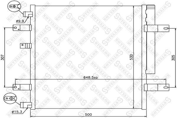 радиатор кондиционера !Aluminium/Aluminium 500x530x16 \MB Atego 05.04> 10-45765-SX STELLOX