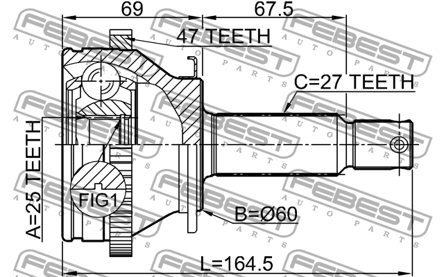ШРУС 2210-NS27A47 2210-NS27A47 FEBEST