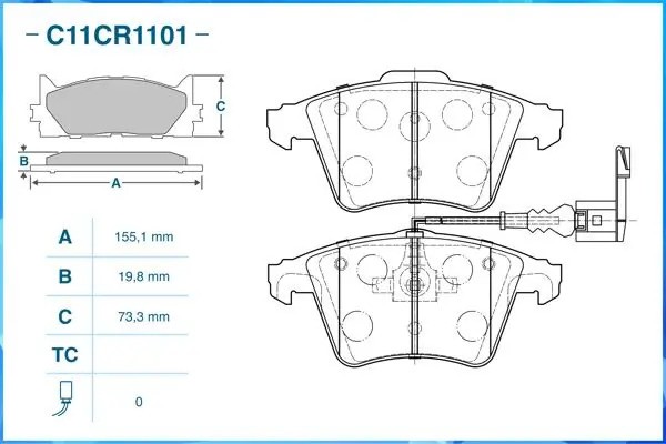 Тормозные колодки передние Low Metallic C11CR1101 C11CR1101 CWORKS