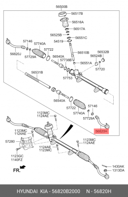 Наконечник рулевой тяги KIA Soul (13-) левый OE 56820B2000 HYUNDAI KIA