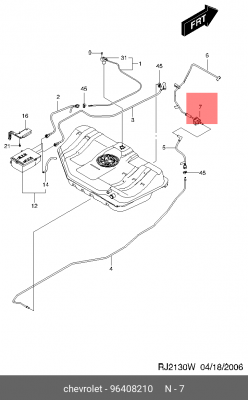 Клапан электромагнитный CHEVROLET Aveo (T255),Lacetti вентиляции бака топливного 96408210 GENERAL MOTORS