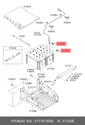 Клемма АКБ "+" HYUNDAI HD65,72,78,120,160,170,270,450,County,AeroTown OE 3727073000 HYUNDAI KIA