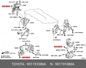 Болт крепления опоры двигателя 90119-10866 90119-10866 TOYOTA