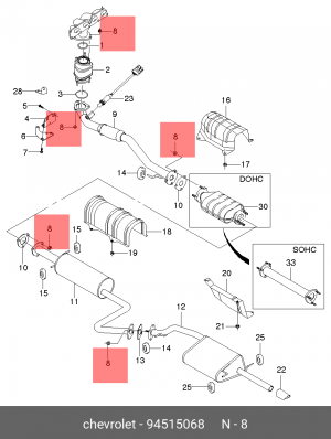 гайка системы выпуска!\ Chevrolet Aveo/Captiva/Lacetti/Lanos/Spark/Rezzo 94515068 GENERAL MOTORS