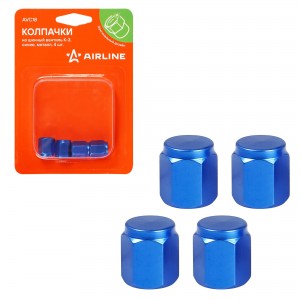 Колпачки на шинный вентиль K-3, синие, металл, 4 шт. (AVC18) AVC18 AIRLINE