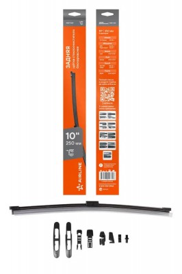 Щетка стеклоочистителя задняя бескаркасная 250мм (10) 8 адаптеров AWB-R-250 AIRLINE