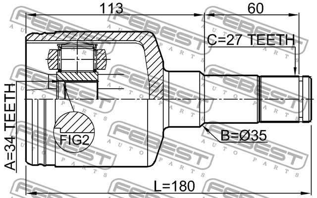 ШРУС внутренний левый 1011-CAPTLH 1011-CAPTLH FEBEST