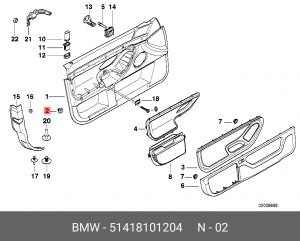 Клипса BMW 3 (E36) крепления обшивки двери OE 51418101204 BMW