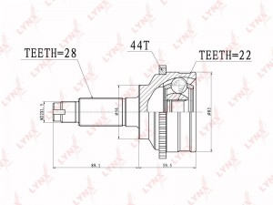 ШРУС наружный KIA Spectra с АБС LYNX CO-3630A LYNXAUTO