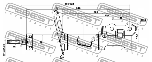 Амортизатор передний правый GAS.TWIN TUBE 12110-002FR FEBEST