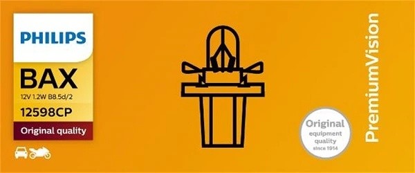 Лампа 12V 1.2W BAX8.5d черный патрон PHILIPS 12598CP PHILIPS