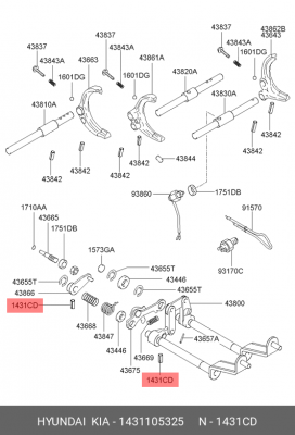 Фиксатор вилки коробки передач 14311-05325 1431105325 HYUNDAI KIA