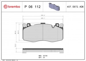 Колодки тормозные комплект P06112 P06112 BREMBO