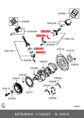 вкладыш шатунный!\ Mitsubishi Montero/Outlander/Pajero 6B31 1115A507 MITSUBISHI