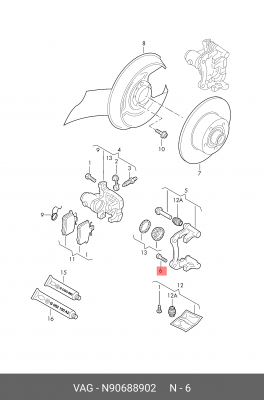 AUDI 80/90/ A4/ A6 M10X20X1,25 крепления скобы N 906 889 02 VAG