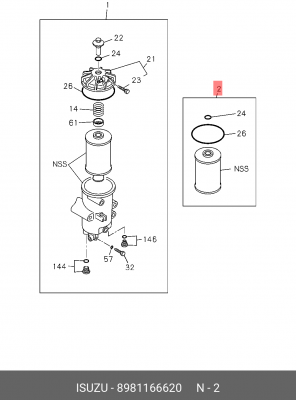 8981166620 ФИЛЬТР ТОПЛИВНЫЙ (ТОНКОЙ ОЧИСТКИ) CYZ52 E5 (6WG1) 8-98116-662-0 ISUZU