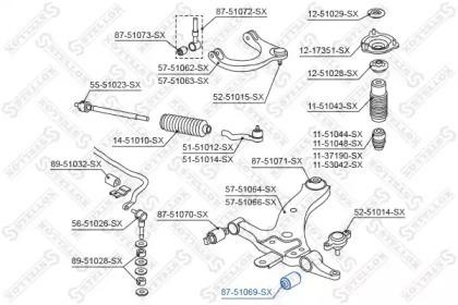 сайлентблок рычага нижн. наруж.!\Hyundai Sonata EF 99-01, KIA Opirus 03> 87-51069-SX STELLOX
