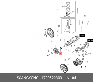 Шестерня SSANGYONG Actyon (12-) (G20D) коленвала OE 1720520303 SSANG YONG