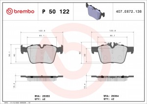 Колодки тормозные P50122 P50122 BREMBO