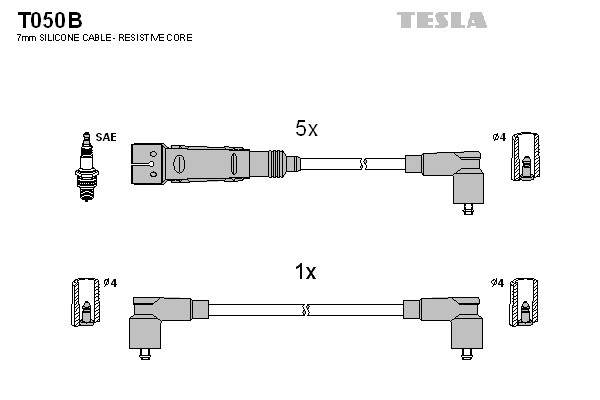 к-кт проводов!\ Audi 100, VW Passat 2.0-2.3i 83-94 T050B TESLA