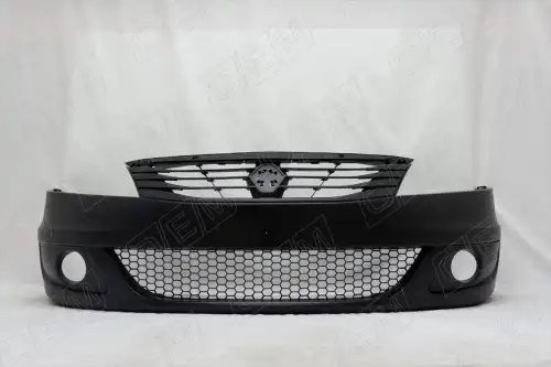 Бампер передний Renault Logan 1 2009-2014, под ПТФ, с решеткой радиатора OEM0564 OEMPARTS