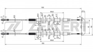 Трос стояночного тормоза задн. лев./прав. Opel Omega A B 86- Senator B 87- BZ-1310 ZEKKERT
