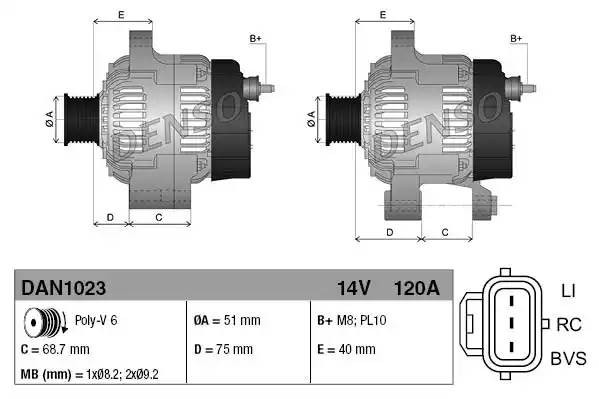 Генератор FORD Focus (03-11),C-Max (07-10) DENSO DAN1023 DENSO