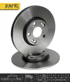 диск тормозной передний!\ Renault Espace/Laguna/Safrane 1.8-2.2TDi 92> Z06195 ZENTPARTS