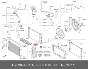 Дефлектор радиатора левый 25321H5100 HYUNDAI KIA