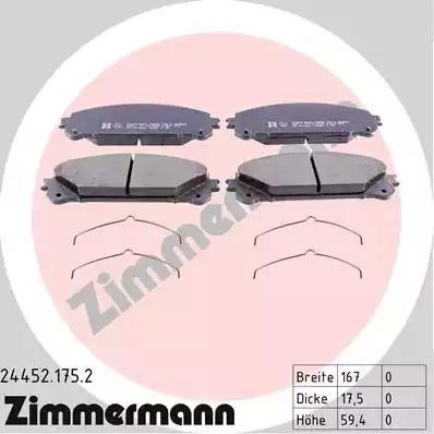 колодки дисковые !перед. 167x59x18 \ Lexus RX/Highlander 3.5/4.5h 09> 244521752 ZIMMERMANN