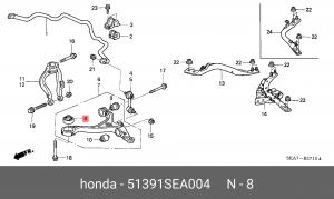 Сайлентблок HONDA Accord рычага переднего передний (ЗАМЕНА НА 51391-SDB-A01) OE 51391-SEA-004 HONDA