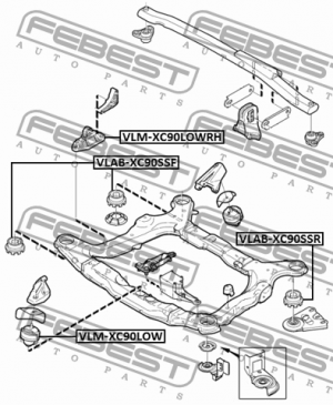 Подушка двигателя правая VLM-XC90LOWRH VLM-XC90LOWRH FEBEST