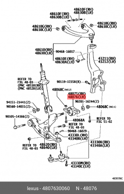 сайлентблок! переднего рычага\ Toyota GS 250/350/300H 48076-30060 TOYOTA