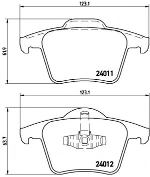 P86019 1044 00 !колодки дисковые з.\ Volvo XC90 2.5iT/3.0i T6/2.4 D5 02> P86019 BREMBO
