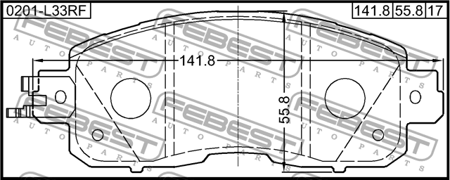 КОЛОДКИ ТОРМОЗНЫЕ ПЕРЕДНИЕ подходит для NISSAN ALTIMA L33 2012.05- [US] 0201-L33 0201-L33RF FEBEST