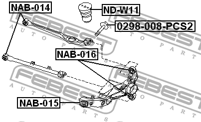 Сайлентблок задн поперечного рычага NISSAN AD VAN/WINGROAD Y11 1999-2004 NAB-014 NAB-014 FEBEST