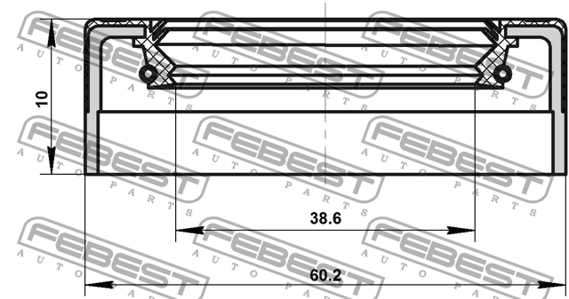 Сальник коробки скоростей 38.6x60.2x10x12 95NEY-40601012C 95NEY-40601012C FEBEST