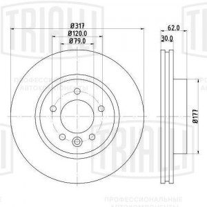 Диск торм. Land Rover Discovery III (04-) перед. d=317 (DF 130106)  2шт DF 130106 TRIALLI