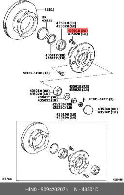 Болт ступичный 9094202071 HINO