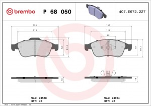 Колодки тормозные P68050 P68050 BREMBO