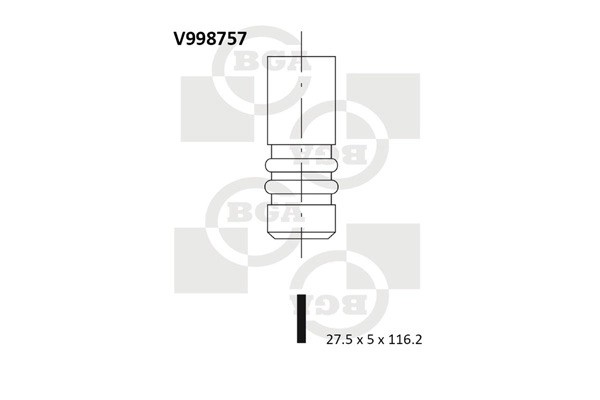 Клапан выпускной CHEVROLET Aveo (08-),Cruze (09-) двигателя BGA V998757 BG AUTOMOTIVE