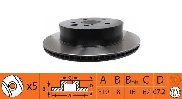 Диск тормозной задний LEXUS GS300/GS450H 05-/IS250 06 BR21197T BR21197T SB NAGAMOCHI