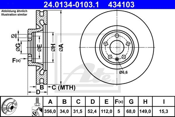 24.0134-0103.1 диск тормозной передний! вентилир.\ Audi A6 2.8FSi/3.0TFSi/2.0TDi 24.0134-0103.1 ATE