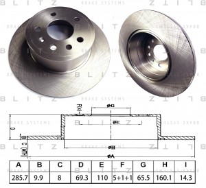 диск тормозной задний! 286x10\ Opel Vectra, Saab 900 1.6-2.5/2.0/2.2TDi 99> BS0659 BLITZ