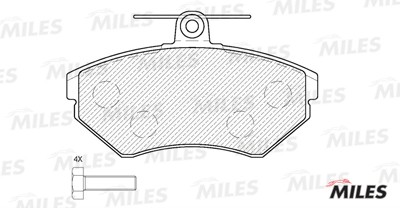 Колодки тормозные передние (без датчика + болты) (Смесь Semi-Metallic) AUDI A4 1 E100097 MILES