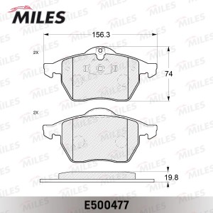 Колодки тормозные передние (Смесь CERAMIC серия PRO) OPEL ASTRA G 2.0/VECTRA B/Z E500477 MILES