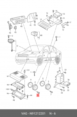 Заклепка SKODA Octavia (13-20) OE N 912 122 01 VAG