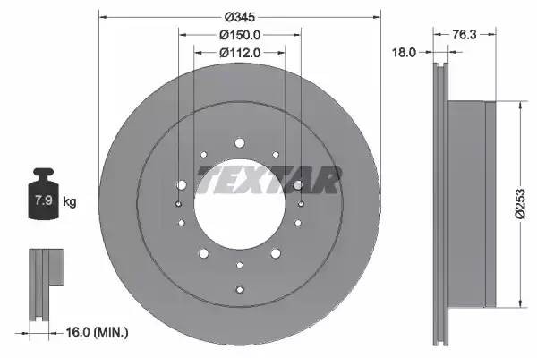 92198503 диск тормозной задний!\ Toyota Land Cruiser 200 4.7/4.5D 07>, Lexus LX  92198503 TEXTAR