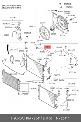 Патрубок KIA Ceed (06-) радиатора верхний OE 254112H100 HYUNDAI KIA