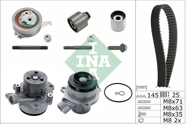 Комплект ГРМ VW Crafter (06-) с насосом водяным INA 530065032 INA